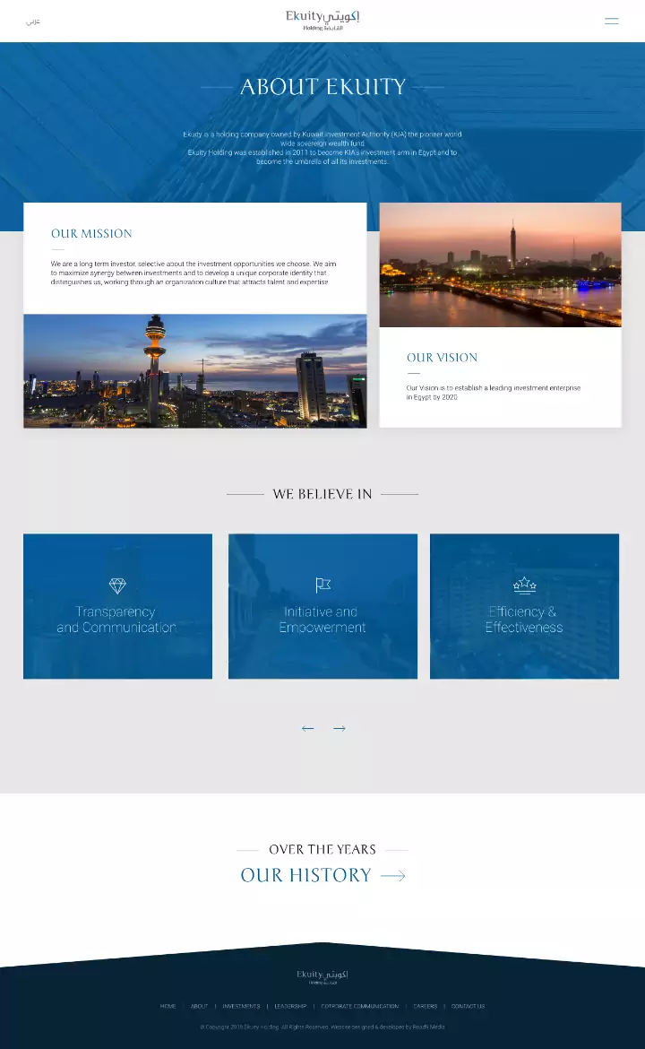 Ekuity holding corporate website design & development