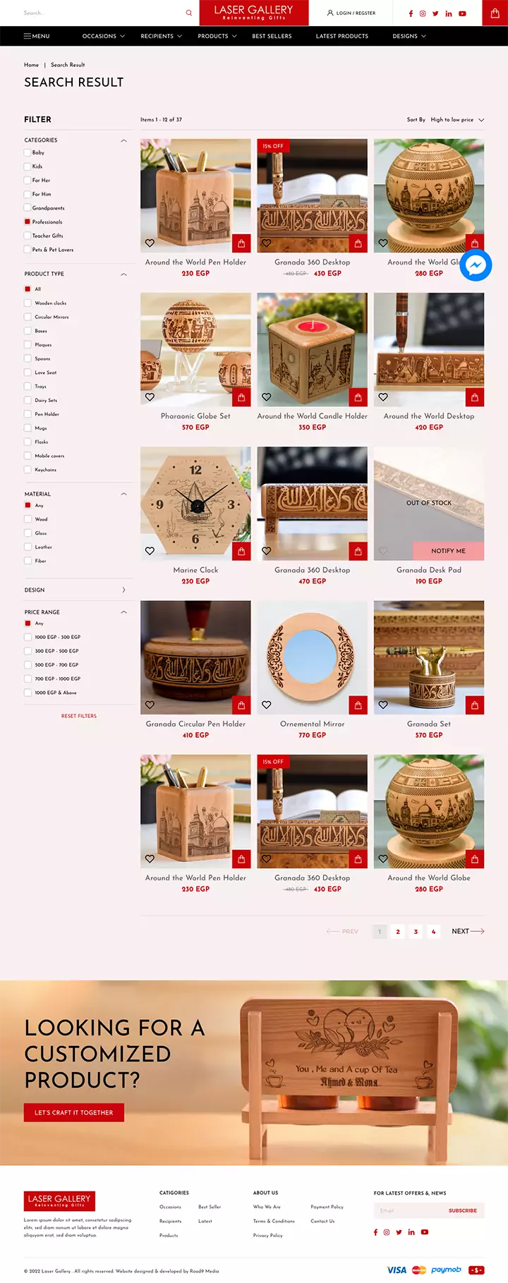 Laser Gallery Online Store Design & Development