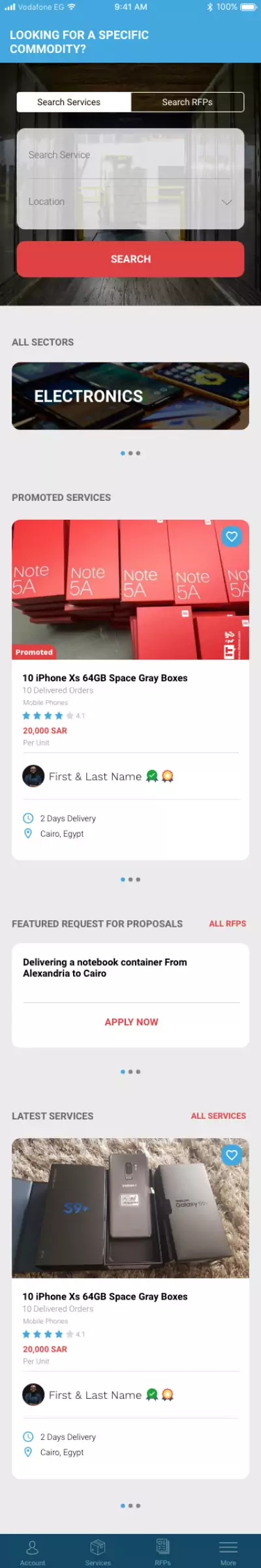 Moordi B2B marketplace UX design