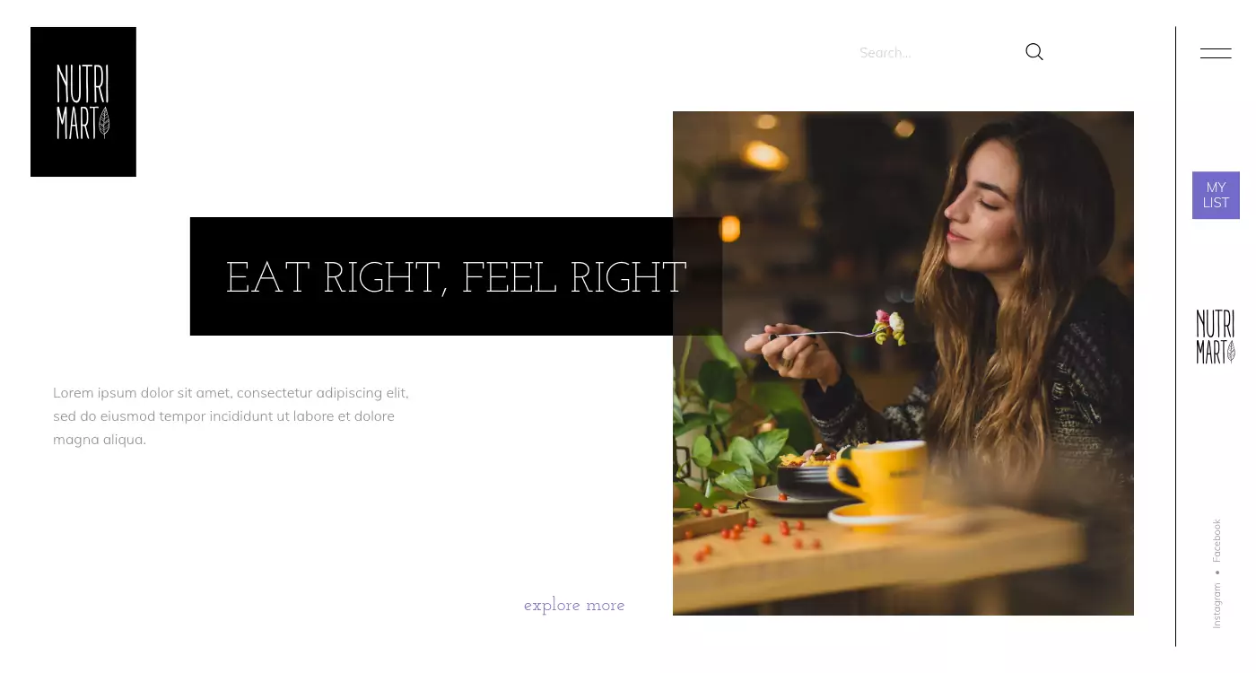 Nutri Mart website & online menu design