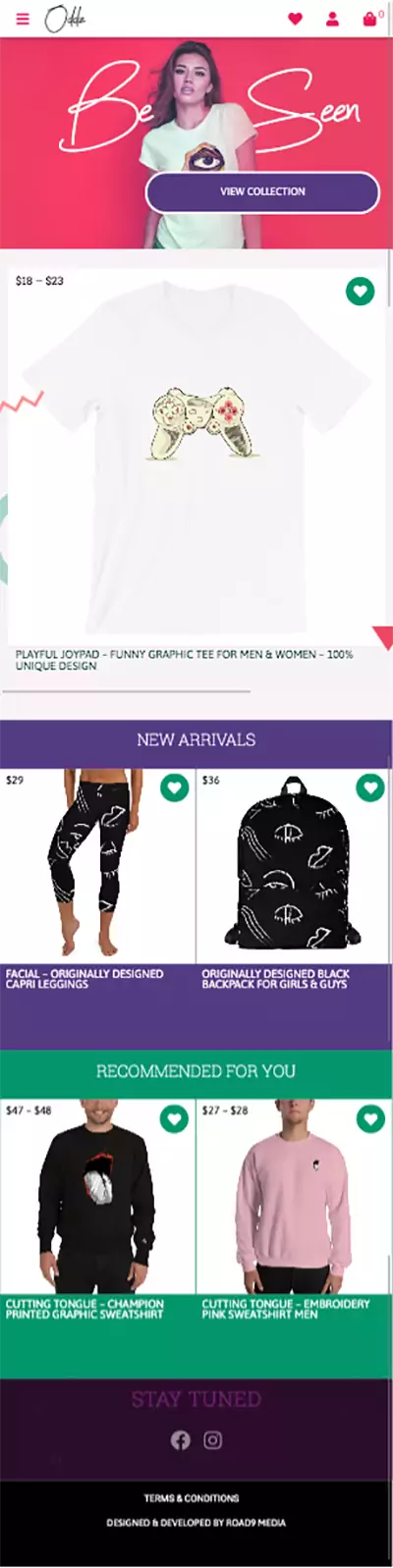 Oddz online fashion store design & development