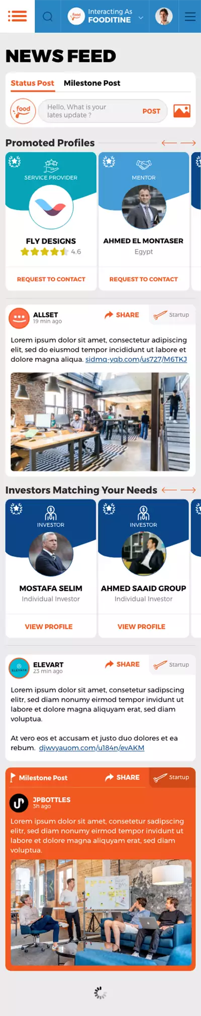 Pitchual startups connection platform UX design