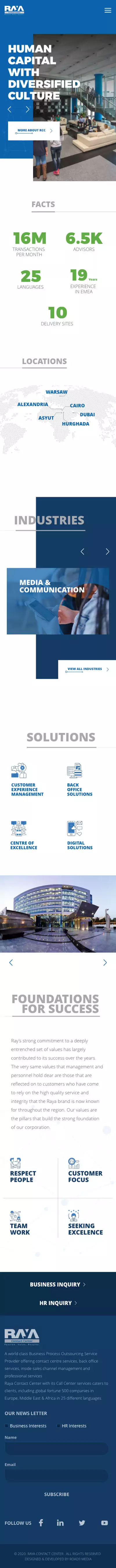 Raya Contact Centers corporate website UX design