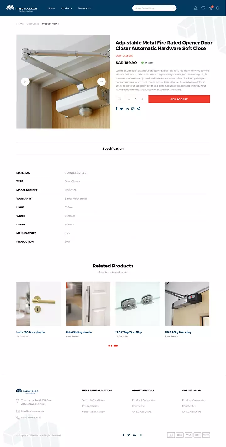 Masdar Hardware Online Store UX Design