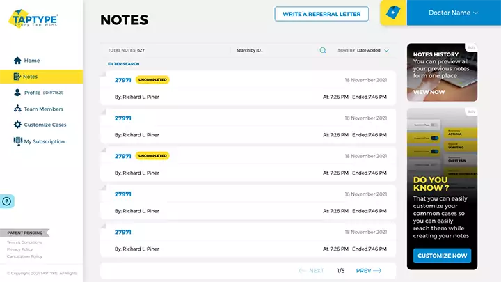 TAPTYPE medical platform UX design & web development