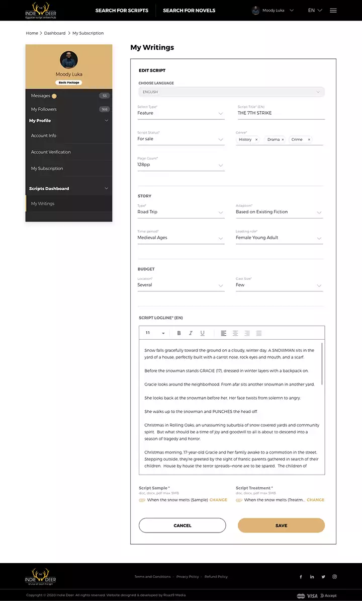 The-Indie-Deer Talents Marketplace UX design