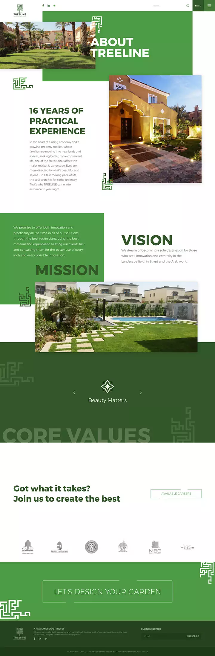 Treeline Landscape Corporate website UX design