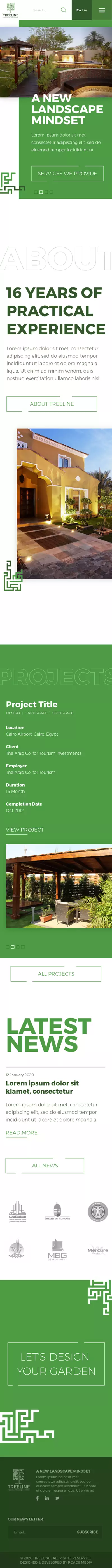 Treeline Landscape Corporate website UX design