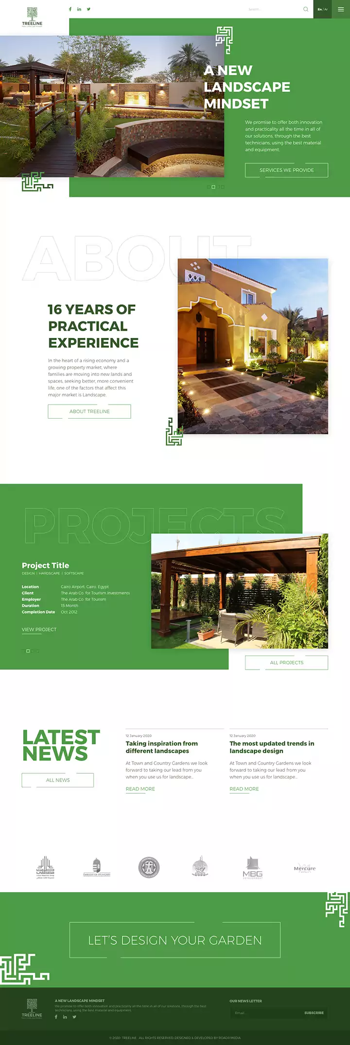 Treeline Landscape Corporate website UX design
