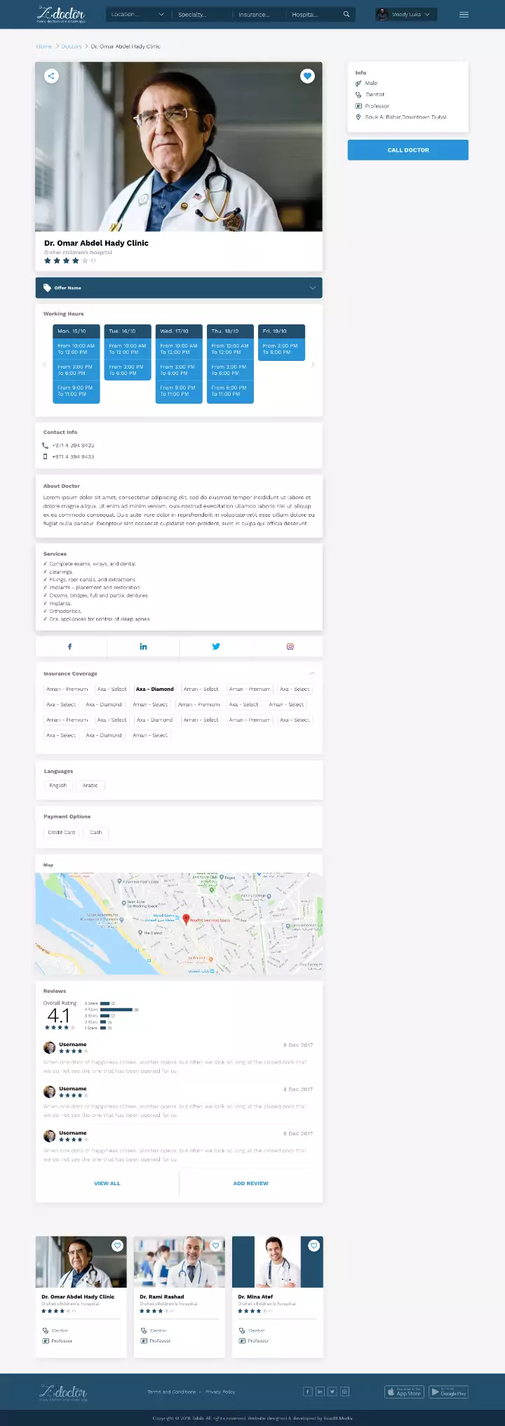 ZDoctor UAE Medical Directory UX design