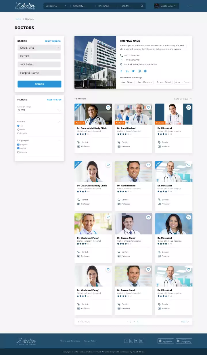 ZDoctor UAE Medical Directory UX design